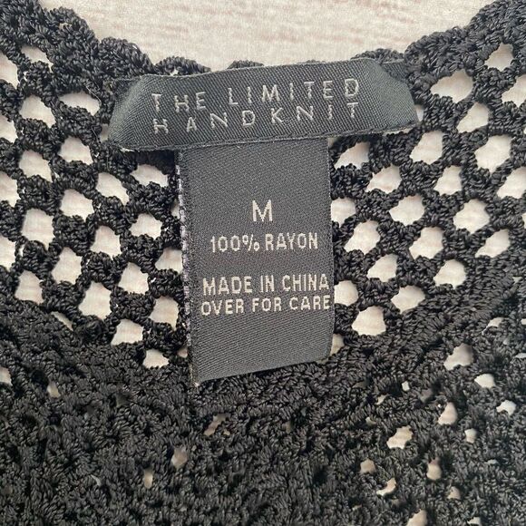 The limited hand knit scoopneck fitted tank w/sequins all black sz medium women - Picture 8 of 9